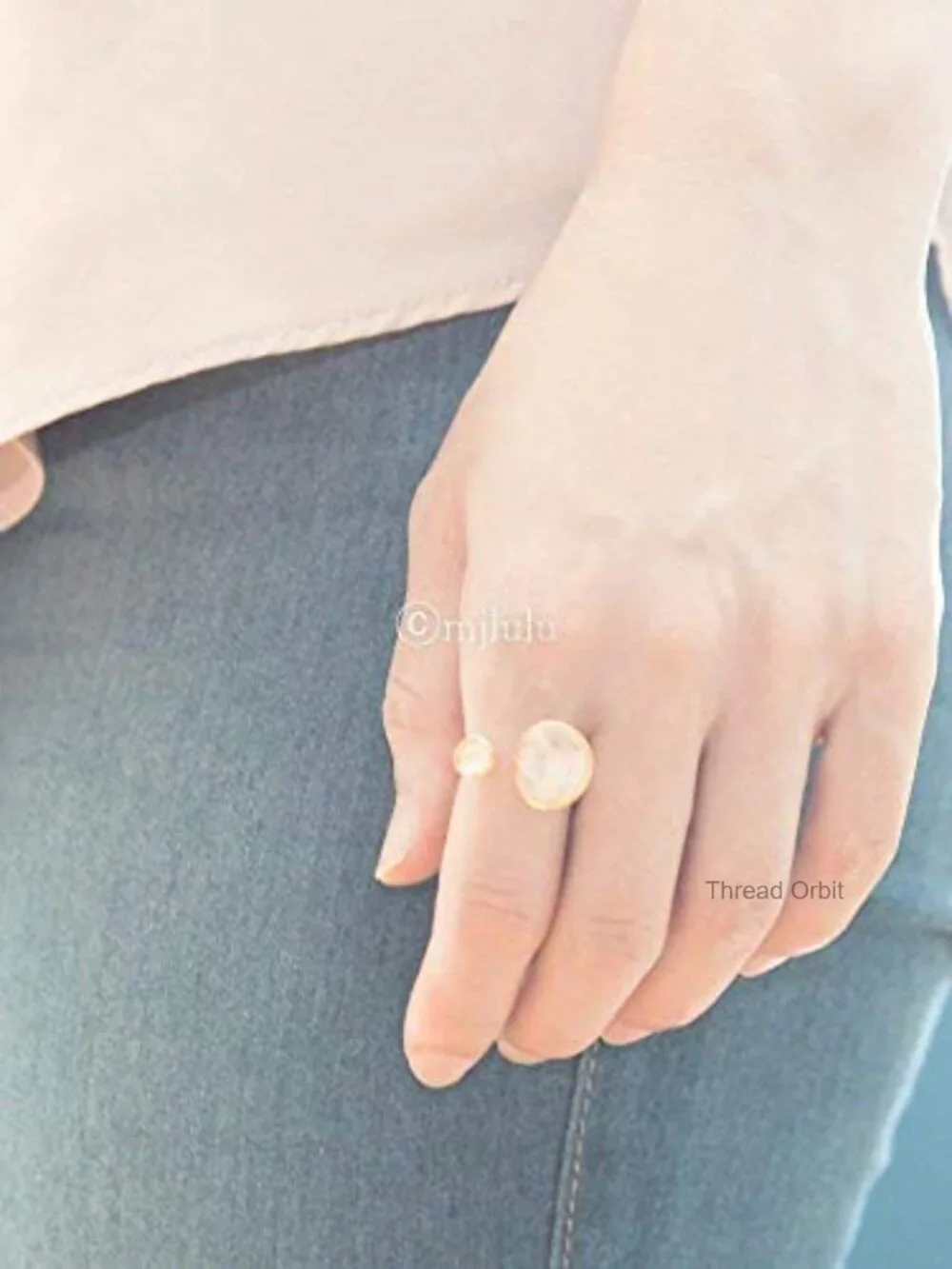 14K Gold-Plated Statement Ring with Simulated Rose Quartz - Hypoallergenic &